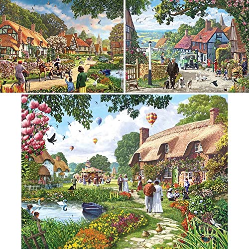 Bits and Pieces – Value Set of Three Large 500 Piece Jigsaw Puzzles for Adults – Rural Countryside Jigsaw Puzzles by Artist Steve Crisp, Completed Puzzle Size: 18" x 24" Bits and Pieces