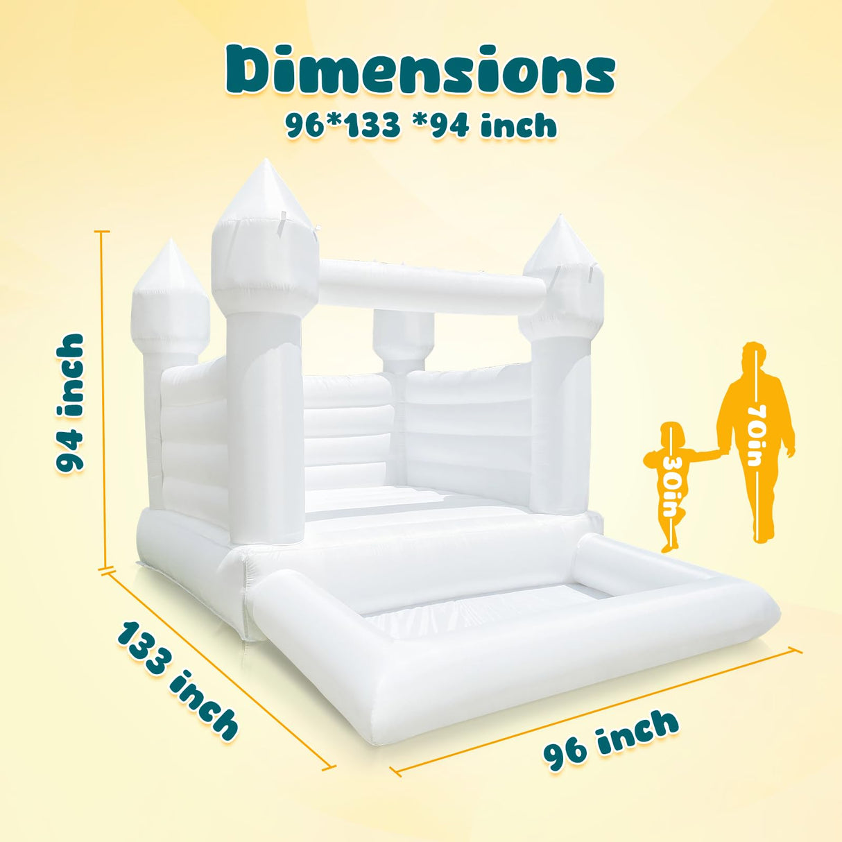 iLink-outer White Bounce House for Kids - 10x8x8FT Oxford White Bouncy House with Ball Pit, Perfect for Parties & Events,Safe and Fun for All Ages iLink-outer