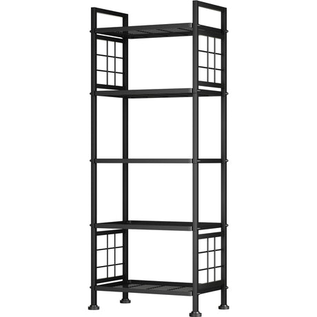 GIOTORENT 5-Tier Heavy Duty Garage Shelving Unit 750 lb Capacity, All-Carbon Steel Storage Rack for Laundry Room Organization, Kitchen Pantry Bathroom - Commercial Metal Shelves (Black) GIOTORENT
