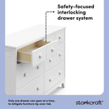 Storkcraft Moss 6 Drawer Dresser (White) – GREENGUARD Gold Certified Nursery Dresser, Safety-Focused Interlocking Drawer System, Chest of Drawers for Bedroom, Wood Craftsmanship Storkcraft