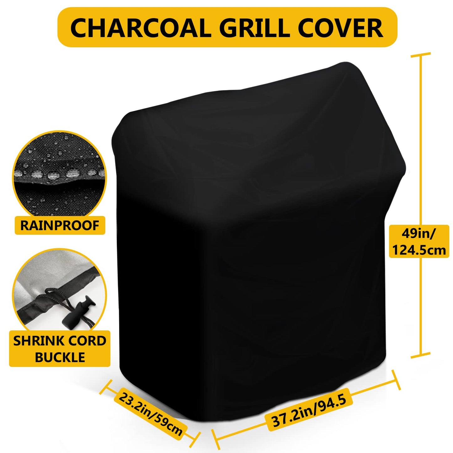 Outdoor Charcoal Grill with Smoker, Leonyo 14Inch Wide Charcoal Grill with Offset Smoker for Backyard Party Cooking, 438 Sq.in. BBQ Cooking Surface,Black