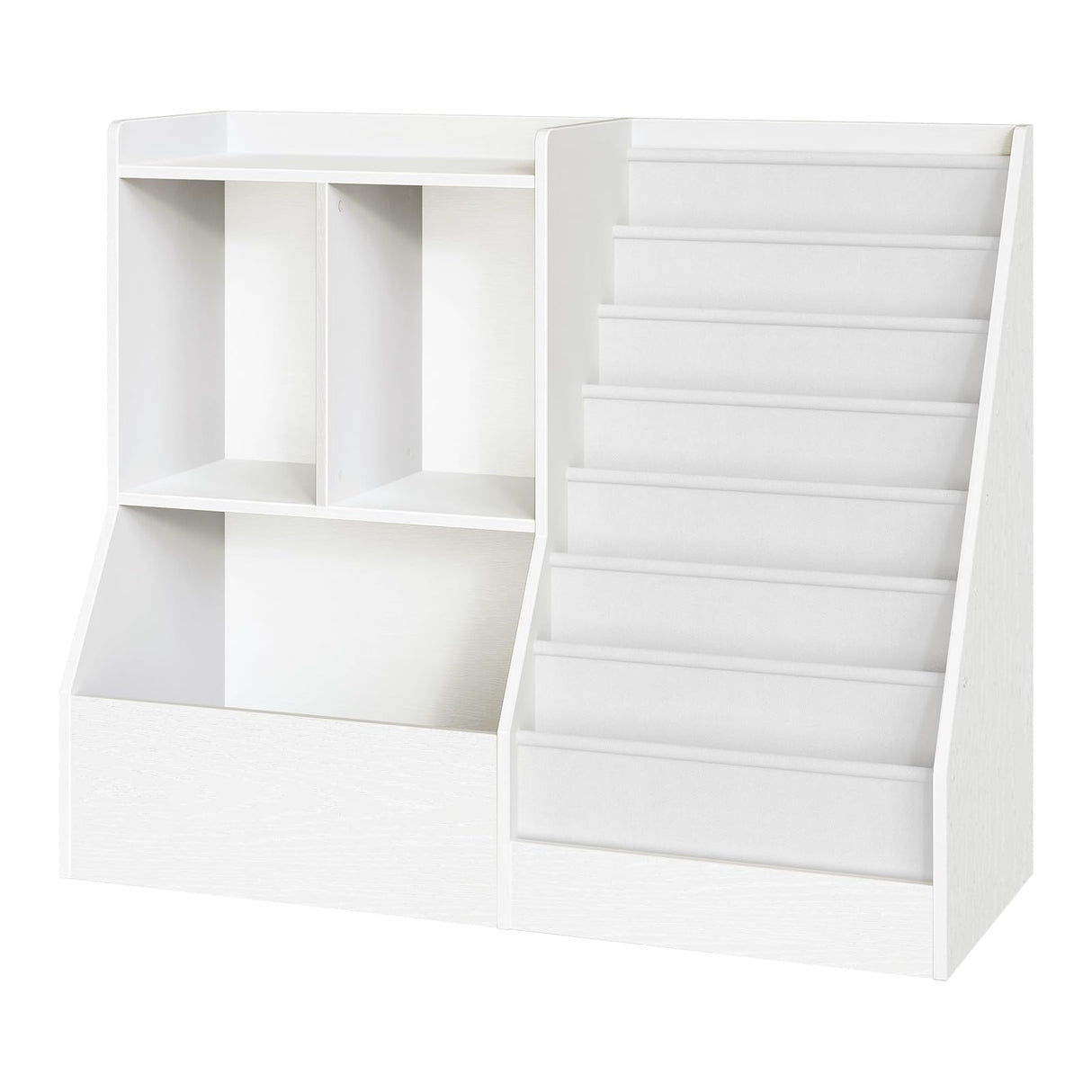 MAHANCRIS 39.4" Kids Bookshelf and Toy Storage, 7 Layer Kids Book Sling Shelf, Toddler Bookshelf, Kids Bookcase, Toy Organizer Cabinet, Large, for Playroom, Bedroom, Nursery, White BKWT7301 MAHANCRIS