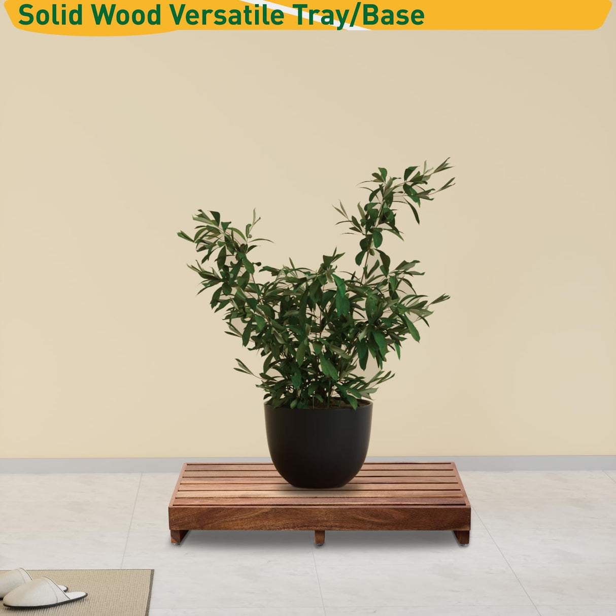 Wooden Step Platform 3.8" Height, Outdoor Steps with Non-Skip Pads for Seniors, Acacia Wood Step Stools for Adults, Stool for Bed, Bathroom, Kitchen, Garden, Stair Assist (No Assembly Required) Buruis