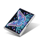 5D Diamond Painting Art Credit Card Holder Wallet, Stainless Steel Card Storage Bag with Butterfly Pattern, 3.8x2.55in with 6 Slots - Travel Business Gift for Adults Santiway