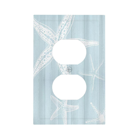 Rustic Beach Starfish Wooden Nautical Vintage Ocean 1 Gang Single Duplex Light Switch Plate Outlet Cover Decorative Wall Plate Switchplate Electrical Faceplate for Farmhouse Bathroom Bedroom Decor Wpshijia