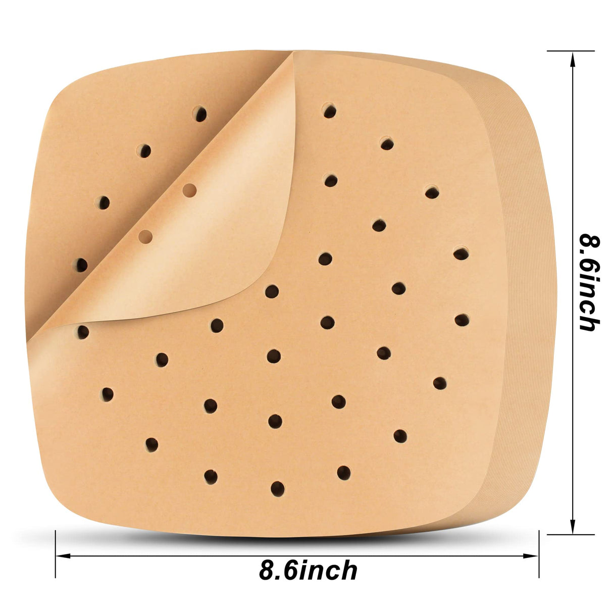 Air Fryer Liners, 200Pcs Square, 8.5 Inch Perforated Parchment Paper Sheets for Baking, HOFHTD Parchment Paper for Air Fryer and Bamboo Steaming Basket (Unbleached) HOFHTD