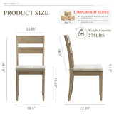 COLAMY Farmhouse Dining Chairs Set of 6, Upholstered Kitchen Chairs with Ladder Back, Modern Wood Side Dining Room Chairs with Wooden Legs for Dinner Rustic Restaurant, Light Brown COLAMY