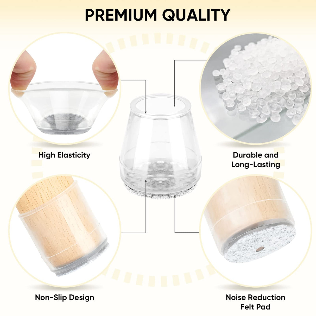 BALEINE 16 Pack Silicone Chair Leg Floor Protectors, Stool Leg Protectors Cap, Non-Slip Chair Leg Caps for Hardwood Floors (Clear & Small, 16 Pack) BALEINE