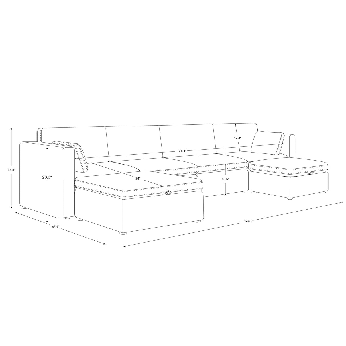 CHITA Oversized Modular Sectional Sofa Set, FSC Certified Extra Large U Shaped Couch with Reversible Chaise Modular Sectional Couch,146 inch Width,6 Seat Modular Sofa with Storage Ottomans, Moss Green CHITA