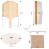 5 PCS Round Pizza Stone Set, 13" Pizza Stone for Oven and Grill with Pizza Peel(OAK),Serving Rack, Pizza Cutter & 10pcs Cooking Paper for Free, Baking Stone for Pizza, Bread Gyreuni