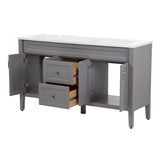 Spring Mill Cabinets Vadin 60 Inch Double-Sink Bathroom Vanity with White Top, 2 Soft-Close Drawers, 2 Cabinets, 60.5" W x 18.75" D x 35.43" H, Sterling Gray Spring Mill Cabinets