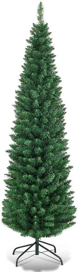 Giantex, Green Artificial Pencil Christmas, Premium Hinged Pine Tree with Solid Metal Legs, Perfect for Home, Shops and Holiday Decoration, (5FT) (Artificial Pencil Christmas Tree) Giantex