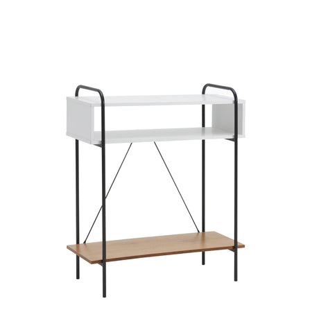 Furniture of America Alyia Modern 36 inch High Console Table with Storage Shelves and Metal Frame Legs for Living Room, Entryway, Hallway, Office, Corridor, Foyer, White Pure & Distressed Oak Furniture of America