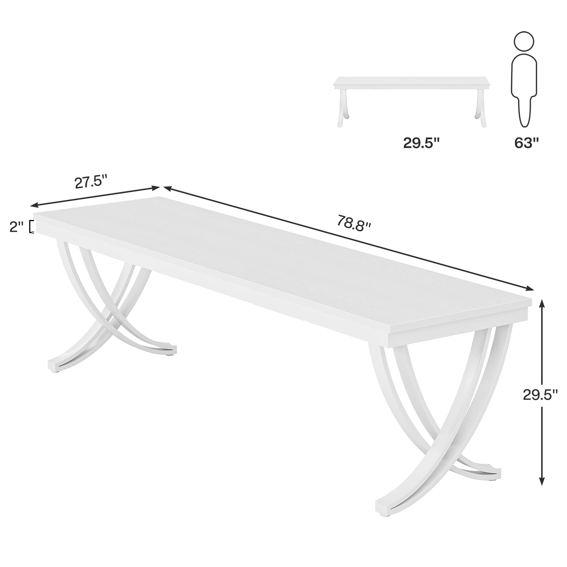 Tribesigns 6.5FT Conference Table for 6-8 People, 78 inch Long Rectangular Seminar Table with Strong Metal Frame, Business Furniture Boardroom Desk for Office Meeting Conference Room (1PCS, W - WoodArtSupply