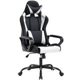 BestOffice High-Back Gaming Chair PC Office Chair Computer Racing Chair PU Desk Task Chair Ergonomic Executive Swivel Rolling Chair with Lumbar Support for Back Pain Women, Men,White BestOffice