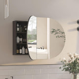 Mepplzian Oval Medicine Cabinet with Mirror for Bathroom,Bathroom Medicine Cabinet,Oval Mirror Cabinet Wall Mounted with 3 Storage,2 Doors,Black Mepplzian
