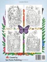 Butterfly Coloring Book for Adults: Large Print Butterflies & Mushrooms with Flowers, Fungi and Botanical Designs – 50 Relaxing Single-Sided Pages, No ... books for adults and kids of all ages) WoodArtSupply