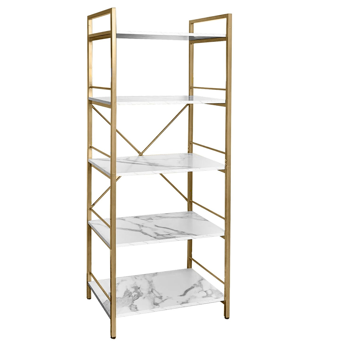 AT-VALY 5-Tier Bakers Rack with Storage Shelf,Free Standing Kitchen Storage Shelf Rack 23.6 L x 15.7 W x 62.6 H (Gold) AT-VALY
