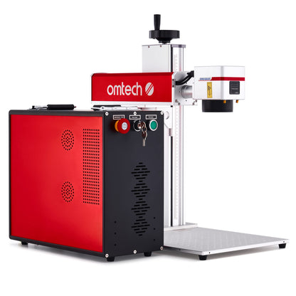 OMTech 30W Fiber Laser Marking Machine, LightBurn Compatible MOPA Laser Engraver with Red Dot Guide for Metal Color Marking, 7x7 Solid State Laser Etching Machine for Aluminum Steel Gold Jewe - WoodArtSupply