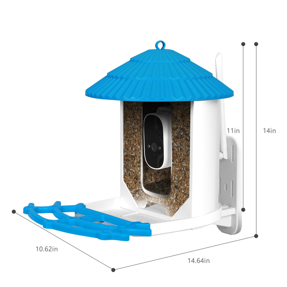 Baba&Nana Smart Bird Feeder with Camera, Solar-Powered Wireless Outdoor Hanging Birdhouse with WiFi, Auto-Capture Hummingbird Live Videos & Motion Activated AI Bird Identifier for Bird Watching (BLUE) Baba&Nana