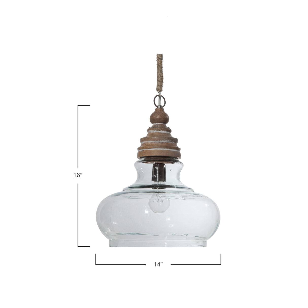 Creative Co-Op Glass & Mango Wood Ceiling Pendant Light Creative Co-Op