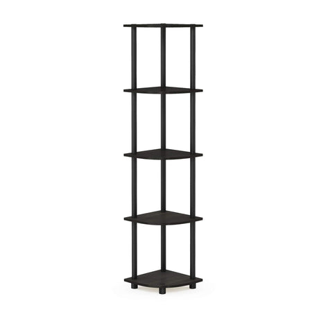 Furinno Turn-N-Tube 5 Tier Corner Display Rack Multipurpose Shelving Unit, 1-Pack, Espresso/Black Furinno
