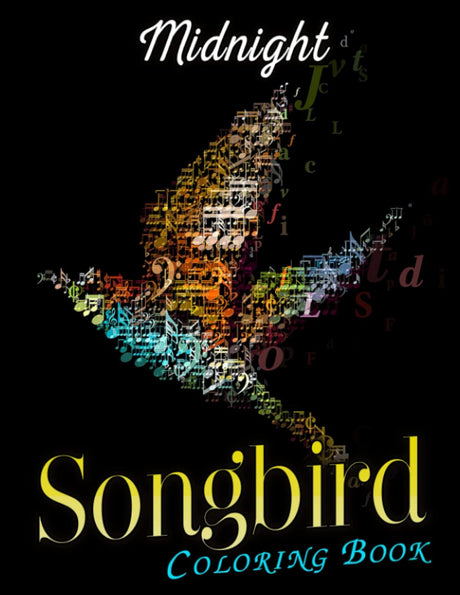 Midnight Songbird Coloring Book: Easy Coloring Pages On Black Background With Cute Birds For All Ages To Relax And Unwind | Ideal Gift For Special Occasions Majosta