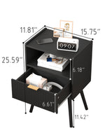 JOONEE Black Nightstand,Modern Bedside Table with Storage Drawer and Open Wood Shelf, for Living Room, Bedroom and Small Spaces, Accent Night Stand with Solid Wood Legs, Easy Assembly,Classic Black JOONEE