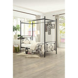 Pemberly Row Metal Twin Canopy Platform Bed in Black Pemberly Row