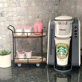 SunArtHome Two-Tier Matte Black Metal Wire/Wood Coffee Bar Cart - Mini Rolling Utility Cart Tiered Tray - for Coffee Bar Table Organizer,Home Kitchen Shelf, Farmhouse Décor SunArtHome