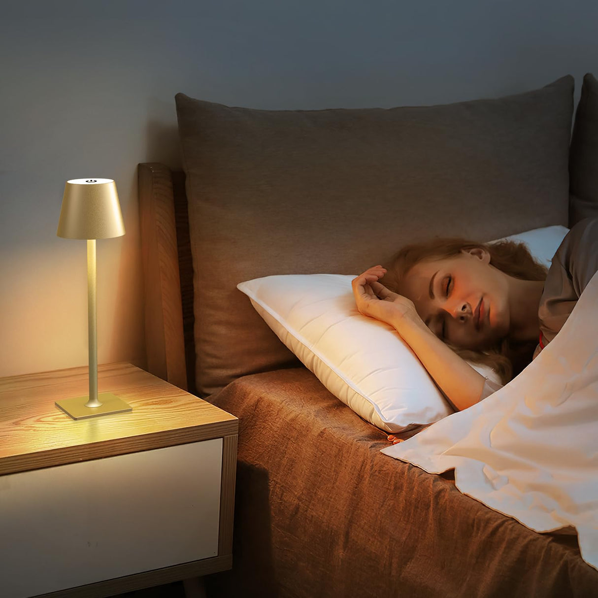 Fizrice 2 Pack Rechargeable Table Lamps Cordless Lamp - 6000mAh Battery Operated Touch Lamp Outdoor Table Lights Waterproof Wireless Portable Desk Lamp for Table Restaurant Bedroom Patio(Gold) Fizrice