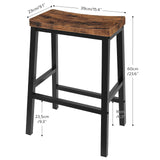 HOOBRO Bar Stools, Set of 2 Bar Chairs, 23.6 Inch Saddle Stools, Kitchen Counter Stools with Footrests, Industrial Stools for Dining Room, Kitchen, Counter, Bar, Rustic Brown and Black BF02MD01 HOOBRO