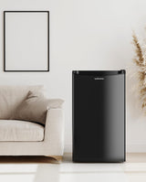 Upstreman 3.2 Cu.Ft Mini Fridge with Freezer, Single Door Mini Fridge, Dorm Fridge, Adjustable Thermostat, Mini Refrigerator for Bedroom, Office, Dorm, Black-BR321 Upstreman