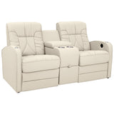 Qualitex De Leon RV Loveseat w/Storage Console, Ultimate Leather, Heat and Massage, Power Recline, Bisque Qualitex
