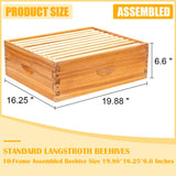 Honey Lake 10 Frame Assembled Bee Hive Super Box, Langstroth Beehive Starter Kit for Beekeepers, Medium Super Bee Box Dipped in 100% Beeswax Includes Beehive Frames and Waxed Foundations Honey Lake