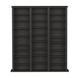 Prepac Barrister 3 Column Tall Storage Cabinet, Black Storage Cabinet with 27 Adjustable Shelves Display DVD for Living Room, 9.5" D x 57" W x 63.75" H Prepac