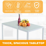 FDW | 5-Piece Dining Table Set | White | Glass Kitchen Table with 4 Upholstered Chairs and Faux Leather Cushions | Space-Saving and Modern Design | for Dining Room, Easy to Assemble FDW