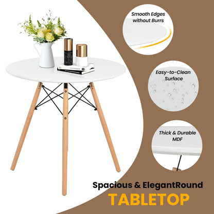 Tangkula Space-Saving Round Dining Table Set for 4 with Solid Wood Legs in White