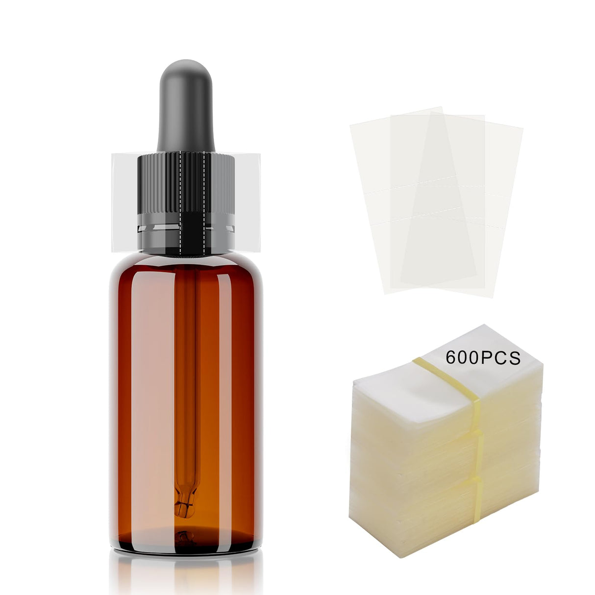 600 Pcs Shrink Wrap Perforated- Sublimation Shrink Sleeves for Dropper Bottles, Essential Oil Bottles, Lip Gloss Tubes(Clear,45x23mm, Diameter 3/4 to 1 Inch) JINUYYNA