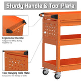 Pelnuies 3 Tray Tool Cart with Drawers, 400 LBS Capacity Rolling Tool Cart on Wheels, Heavy Duty Utility Cart with Pegboard, Mechanic Tool Storage Cart for Garage, Warehouse and Repair Shop, Orange Pelnuies