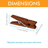 Millennial Essentials Mini Natural Wooden Clothespins, 60pcs, 1.4 Inch Photo Paper Peg Pin Craft Clips for Scrapbooking, Arts & Crafts, Hanging Photos (60pc Rustic Brown) Millennial Essentials