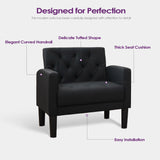 TYBOATLE Accent Chairs Set of 2 Comfy Living Room Chair Black Leather Tufted Mid Century Modern Accent Chair, Small Cozy Reading Arm Chair for Office, Bedroom (2, Black) TYBOATLE