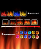 Cowsar 60" Fireplace TV Stand Mantel Wood Surround Firebox, Freestanding Fireplace Heater, Adjustable Led Flame, Remote Control, 750W-1500W, White COWSAR