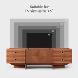 JOINICE TV Stand, Boho TV Stand for Living Room, Mid Century Modern TV Stand, Storage Cabinet and Entertainment Center, Modern TV Console Table for 75+ Inch TV(Cherry 66") JOINICE