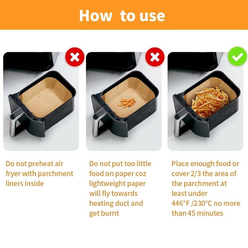 Air Fryer Liners Disposable for Ninja Airfryer: 125pcs 8.7x5.5" Rectangle Parchment Paper for Air Fryer Dual Basket Ninja DZ201 DZ401 Foodi 8Qt and Above Air Fryer liner Accessories DNSSY