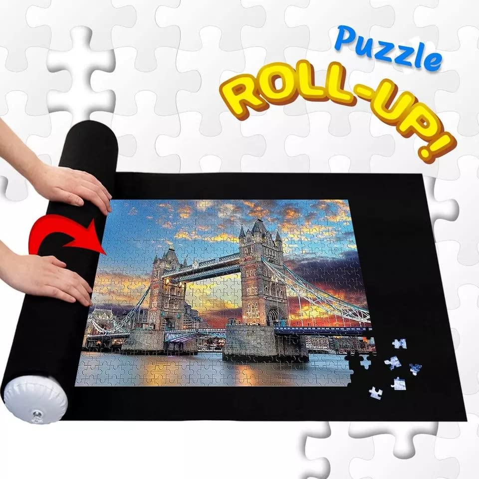 Collectix Premium Felt Puzzle Mat Roll Up - Non-Slip and Beautifully Soft - 3in1 Jigsaw Puzzle Storage for 500, 1000 and 1500 Pieces - Portable Saver, Keeper and Holder Collectix