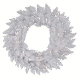 Vickerman 72" Sparkle White Spruce Artificial Christmas Wreath, Warm White LED Lights - Faux Spruce Christmas Wreath - Seasonal Indoor Home Decor Vickerman