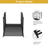 VINGLI Garden Bridge Metal Yard Arch Path Bridge with Patterned Guardrails, Ourdoor Decorative Black Iron Foot Bridge for Pond and Backyard Landscaping-4FT VINGLI
