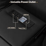 Houjud Power Loveseat Recliner Sofa with Console, RV Flip Middle Backrest Design 3 Seat Reclining Sofa Couch with Vibrating Massage and Heat, LED Light, USB, Bluetooth Speakers, Outlets, Black Houjud