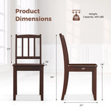Giantex Farmhouse Dining Chairs Set of 2, Modern Kitchen Chairs w/Rubber Wood Legs & Curved Backrest, Ladder Back Diner Chairs, Wooden Side Chairs for Study, Dining Room, Load 400 LBS, Brown Giantex